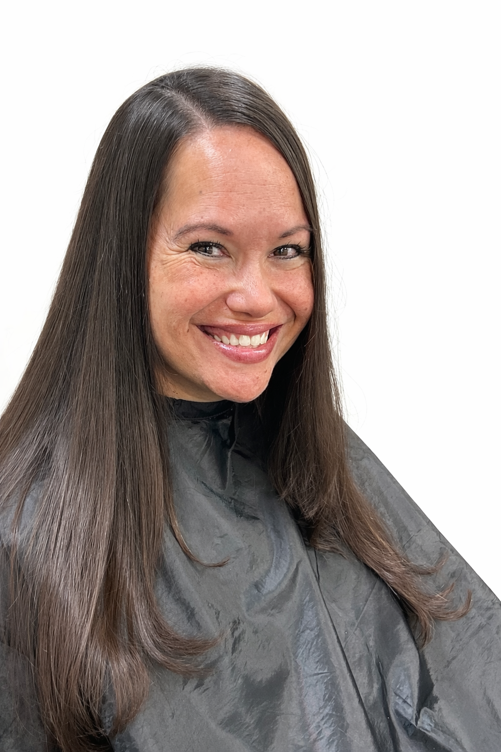 Sleek long straight hair with smooth finish